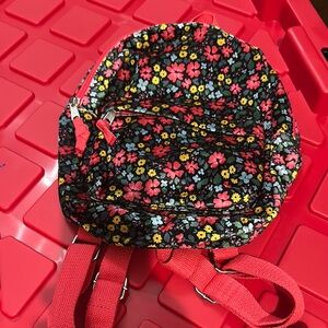 Floral Mini Backpack in Black with Multi-Color Flowers